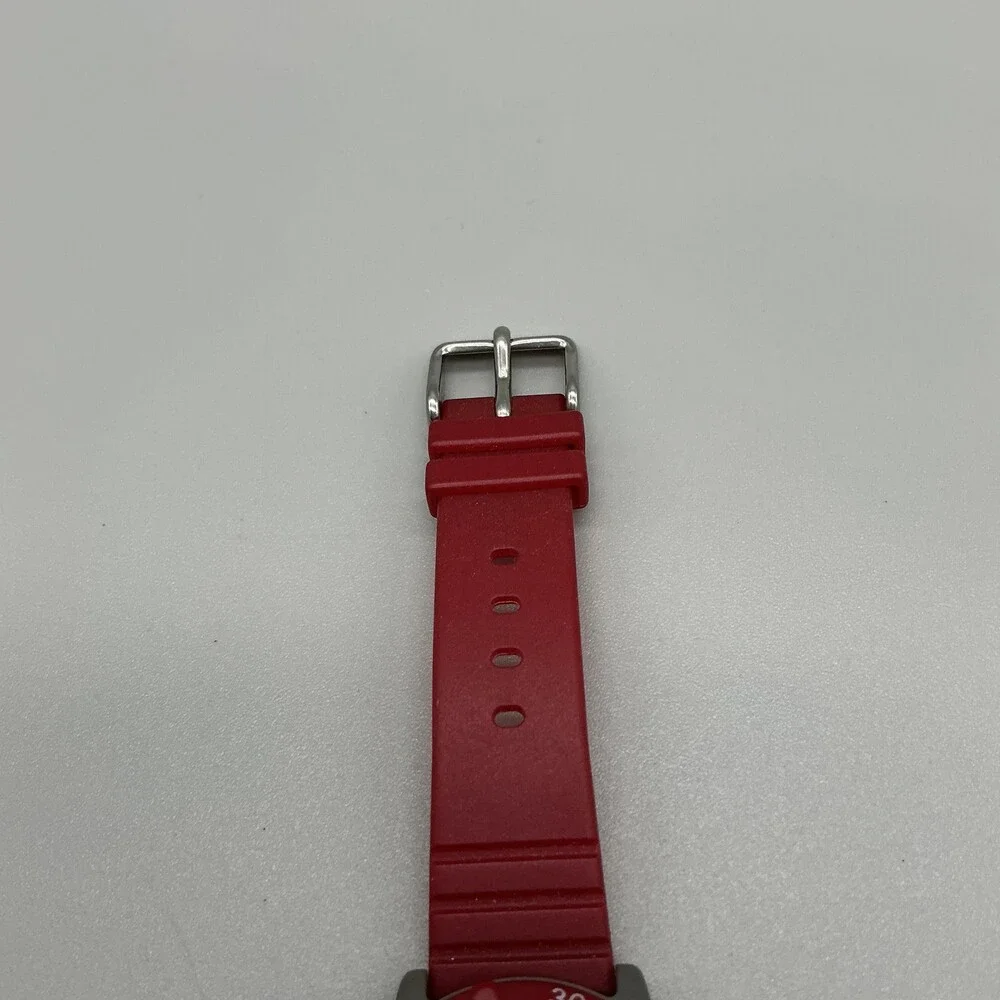 L.L. Bean Bear Women Watch 36mm White Dial Gray Red Rubber Band New Battery